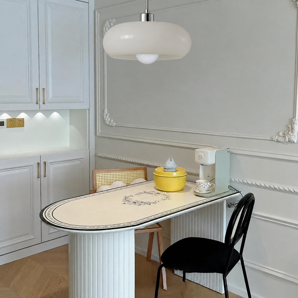 Sculpted Glass Pendant Light – Modern LED Ceiling Lamp | Contemporary Ambient Interior Lighting — light off, digitally edited atmosphere preview