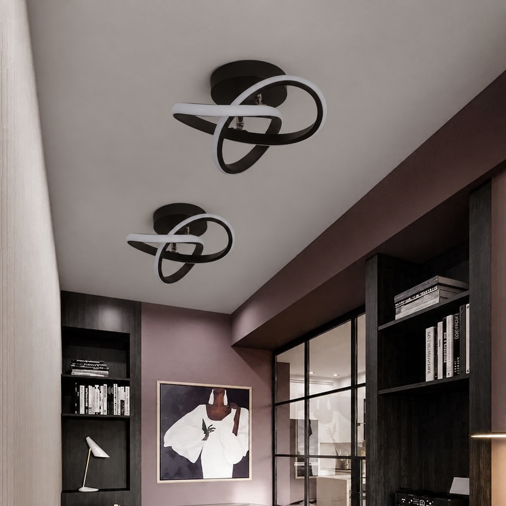 Modern LED Ring Ceiling Light – Dimmable Contemporary Flush Mount Lamp | Smart Ambient Interior Lighting — light off, digitally edited atmosphere preview