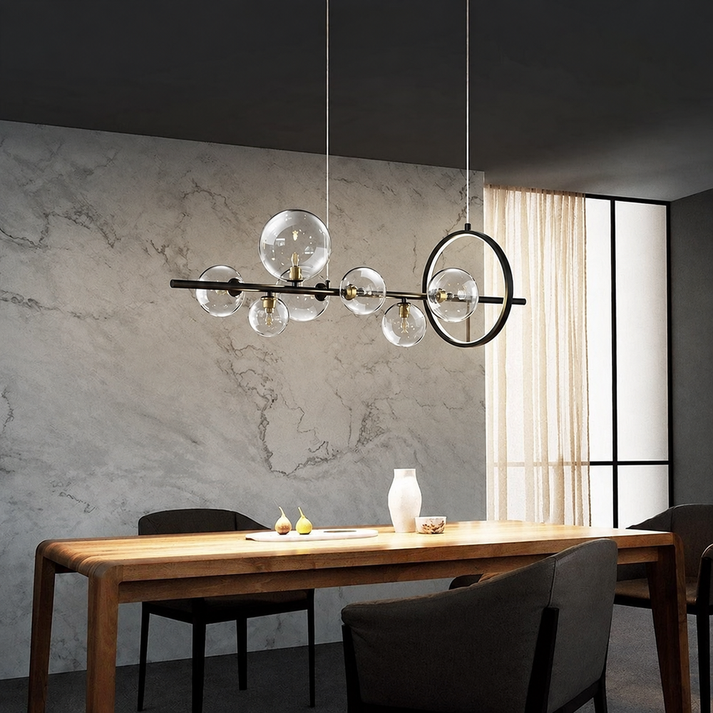 Bubble Glass Chandelier – Modern Artistic Ceiling Light | Sculptural Ambient Interior Lighting — light off, digitally edited atmosphere preview