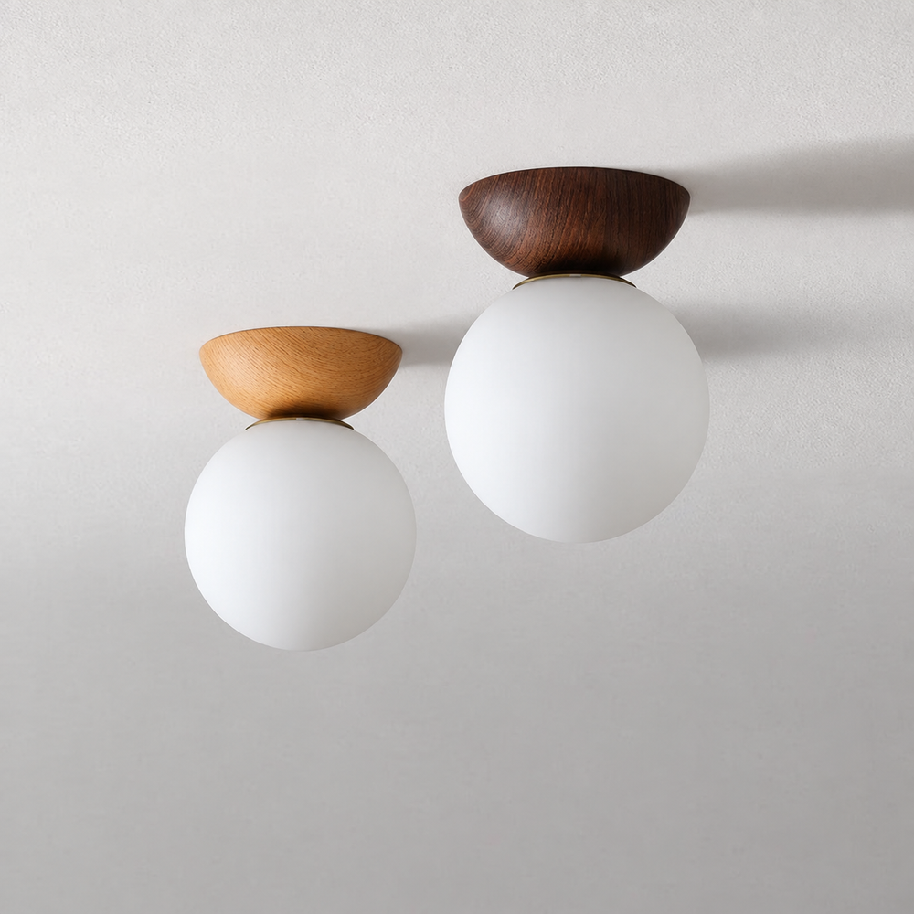 Japanese Wood Pendant Light – Minimalist LED Ceiling Lamp | Warm Ambient Interior Lighting — light off, digitally edited atmosphere preview