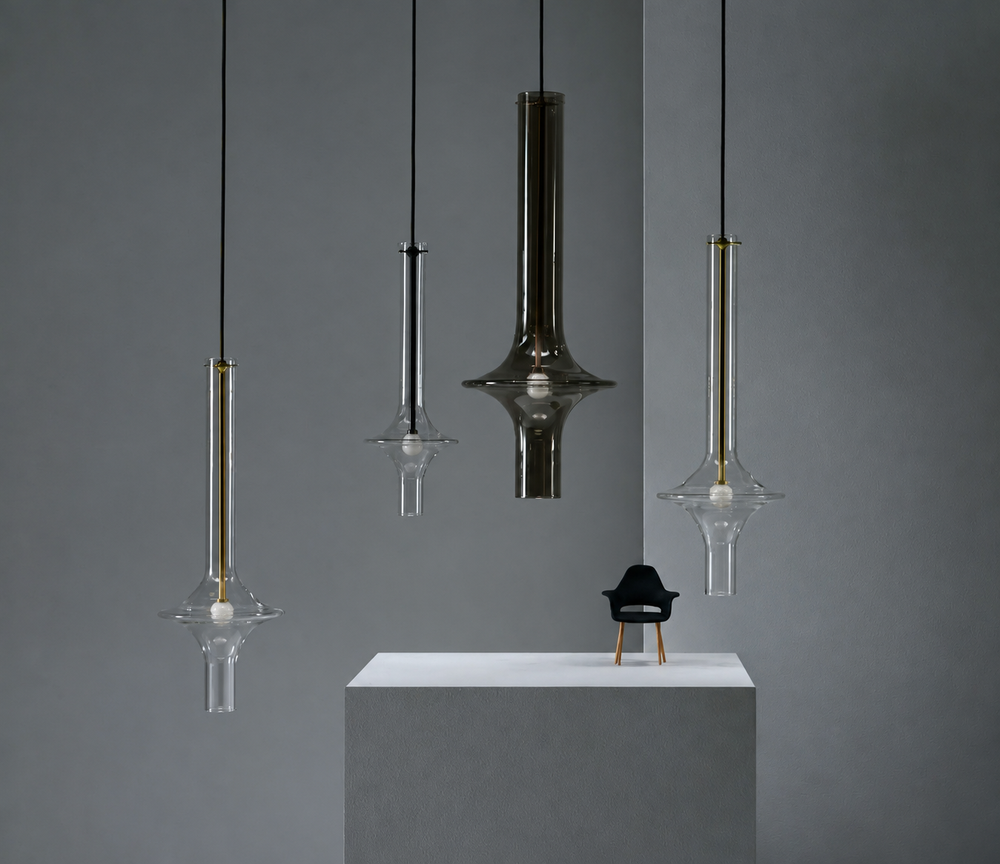 Aureline Glass Pendant Light – Luxury Nordic LED Hanging Lamp | Modern Designer Lighting for Elegant Interiors — light off, digitally edited atmosphere preview