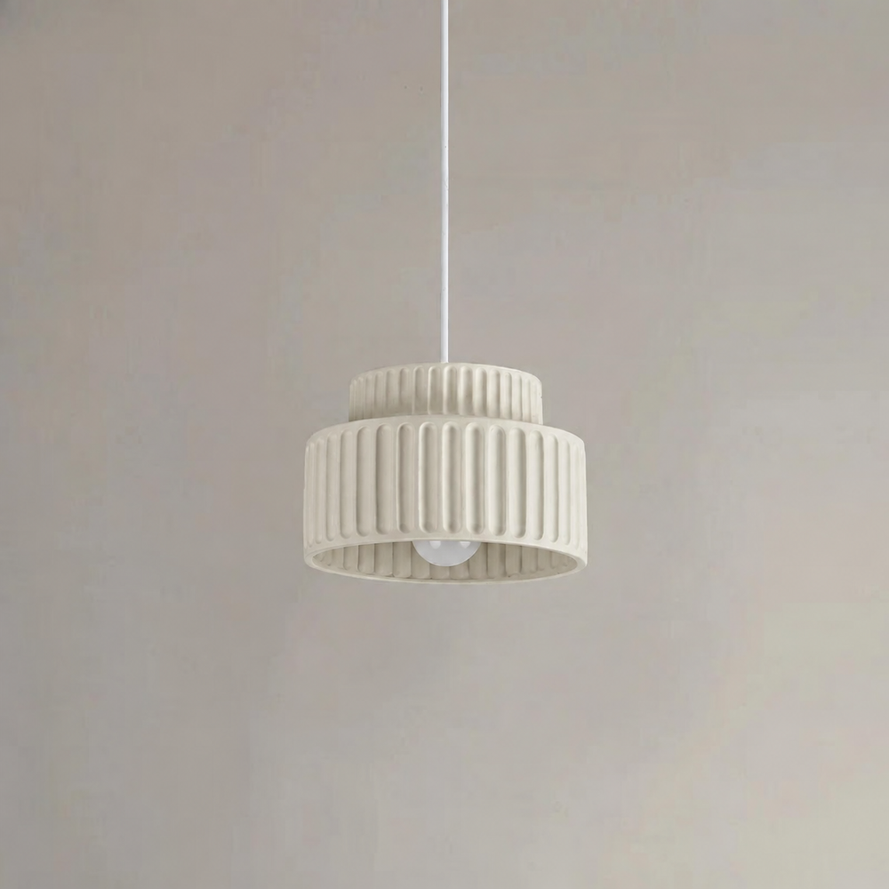 Veloura Resin Pendant Light – Nordic LED Ceiling Lamp | Minimalist Japandi Lighting for Modern Interiors — light off, digitally edited atmosphere preview