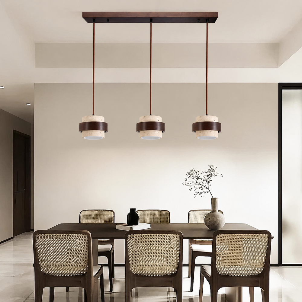 Natural Stone Pendant Light with LED – Modern Minimalist Hanging Lamp | Warm Ambient Interior Lighting — light off, digitally edited atmosphere preview