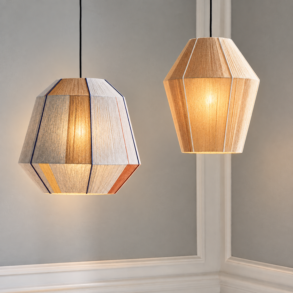 Wabi Sabi Rattan Pendant Light — light on, digitally edited atmosphere preview