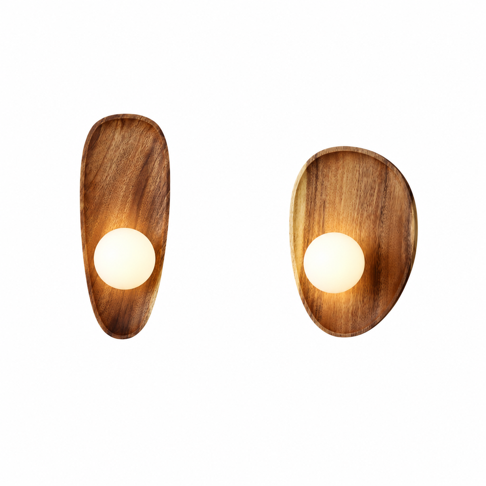 OakAura Wall Light – Natural Wood LED Sconce | Scandinavian Rustic Accent Lighting — light on, digitally edited atmosphere preview