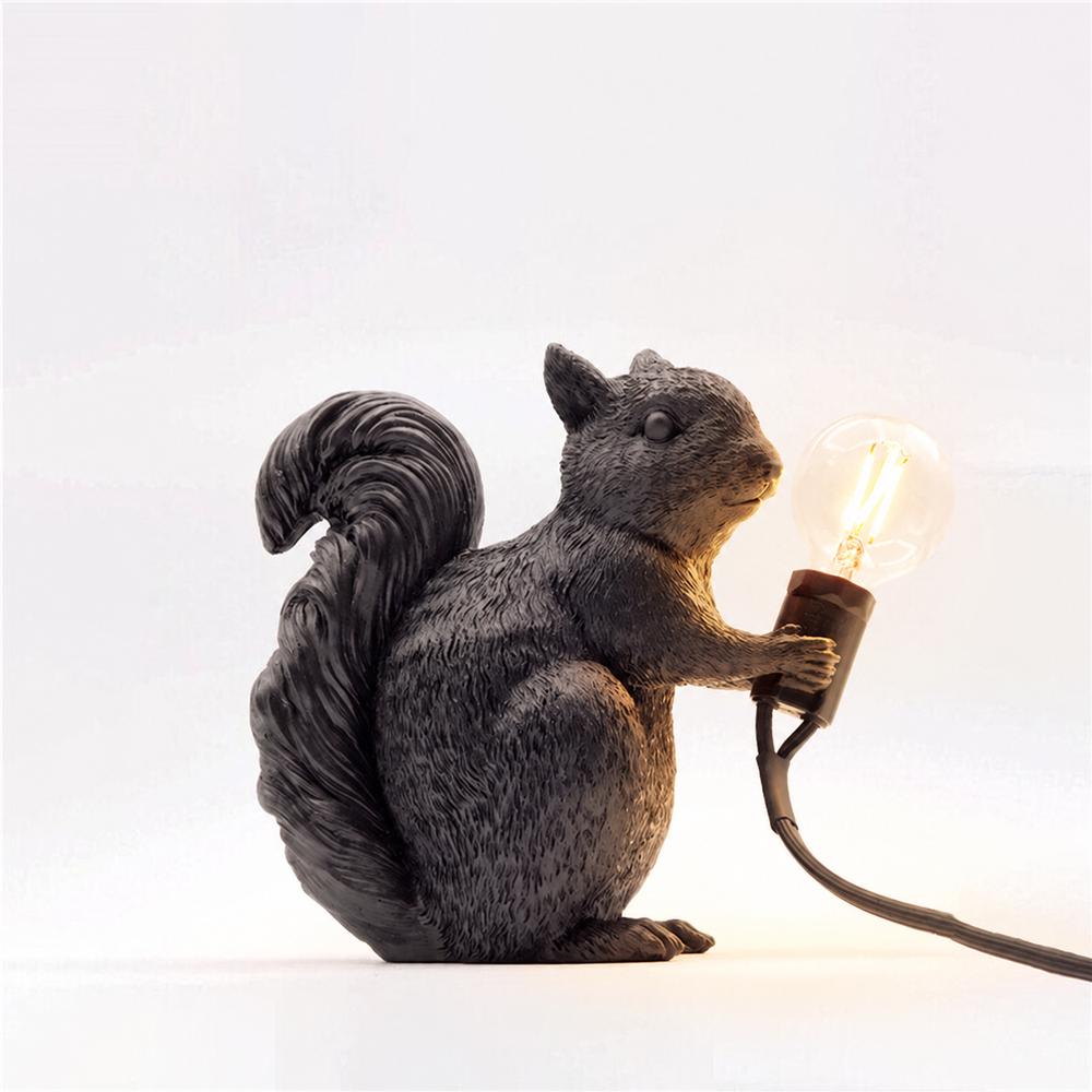 Nordic Squirrel Table Lamp – Decorative Animal Lighting | Scandinavian Kids’ Room Accent — light on, digitally edited atmosphere preview