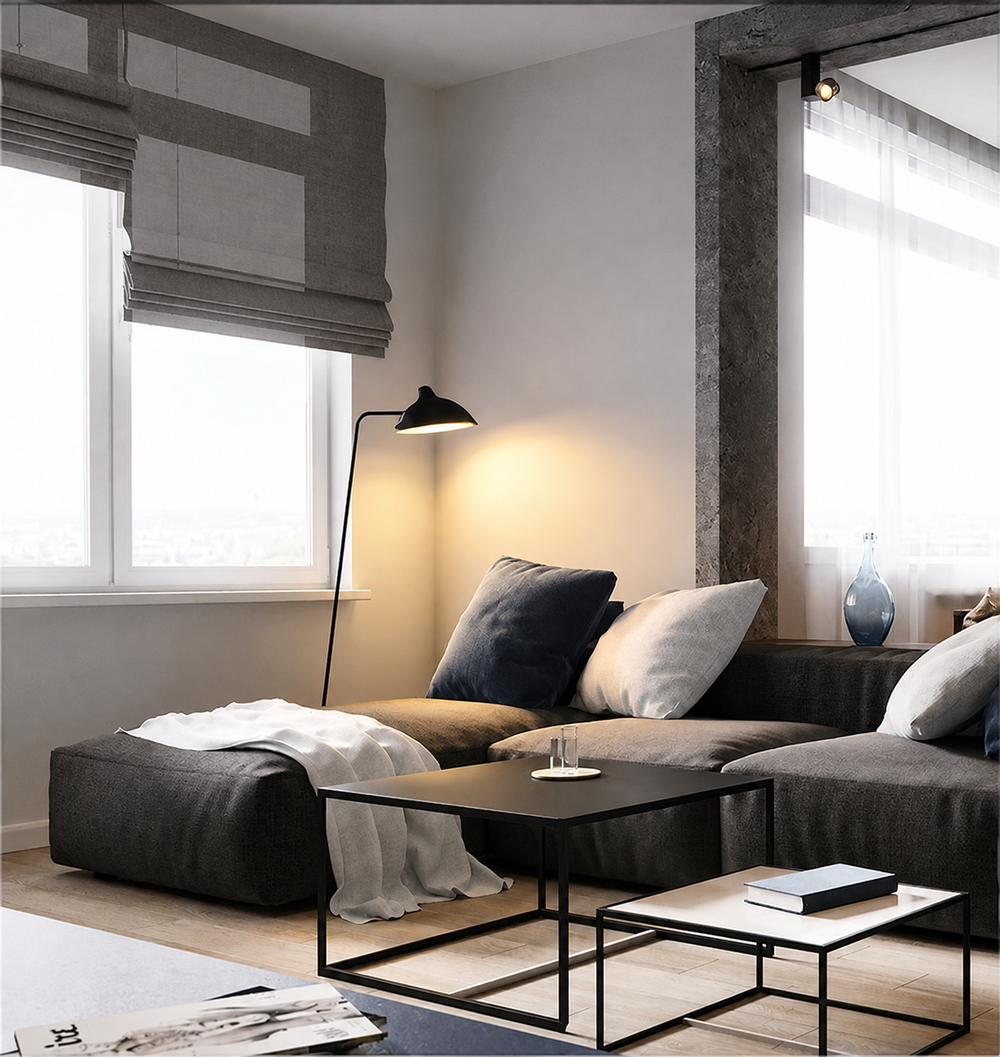 Atelier Arcis Floor Lamp – Sculptural Multi-Arm Lighting | Mid-Century Designer Statement Piece — light on, digitally edited atmosphere preview