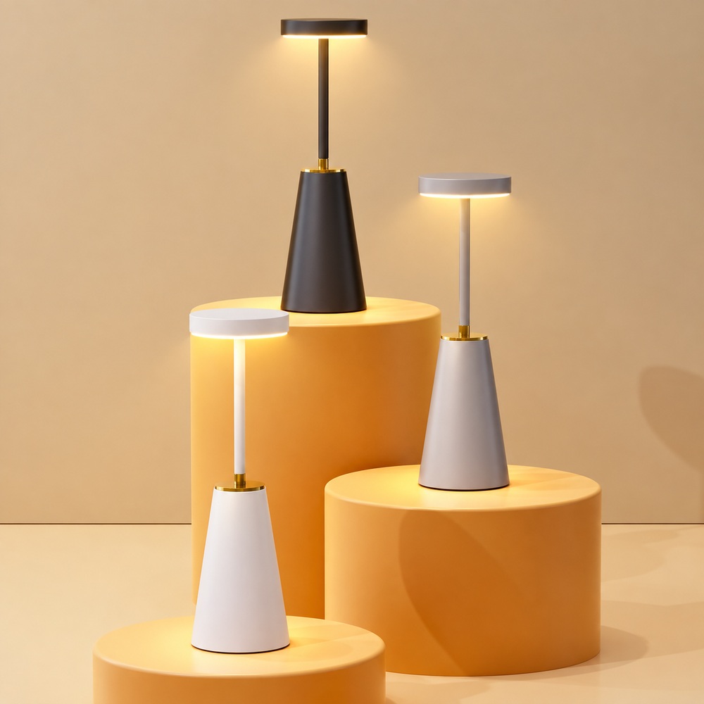 LumaTouch Rechargeable Table Lamp – Cordless Dimmable LED Light | Premium Touch-Control Ambient Lighting — light on, digitally edited atmosphere preview