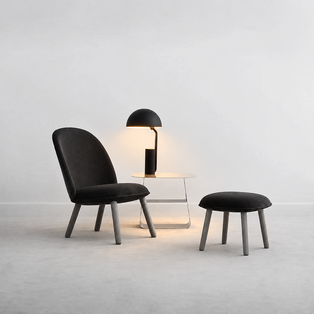 Cap Table Lamp – Adjustable Designer Table Lamp with Geometric Style — light on, digitally edited atmosphere preview