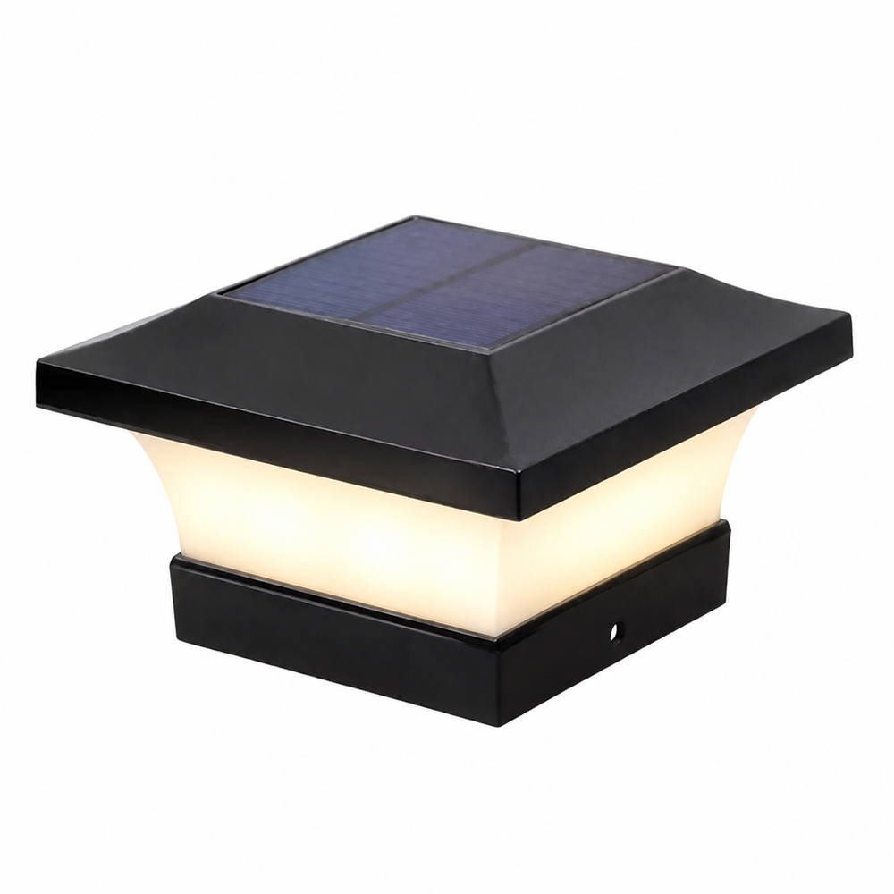 Light – Solar Powered Outdoor Pillar Lamp | IP65 Garden Column Light — light on, digitally edited atmosphere preview