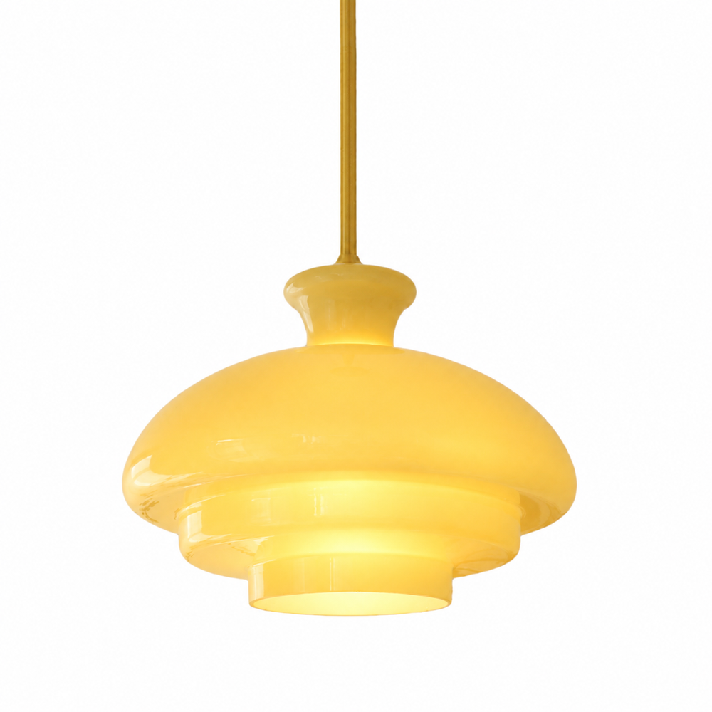 Bauhaus Glass Pendant Light — light on, digitally edited atmosphere preview