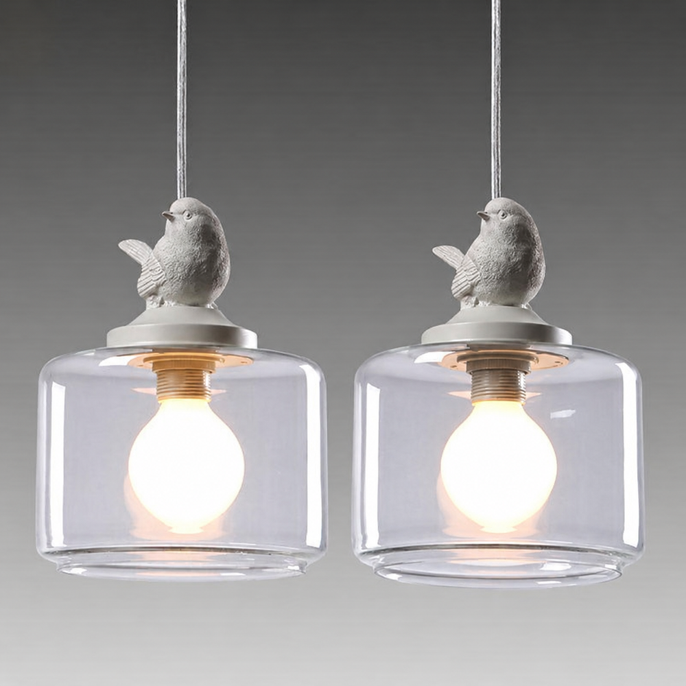 Bird Pendant Light – Artistic Glass Hanging Lamp | Elegant Nature-Inspired Ceiling Lighting — light on, digitally edited atmosphere preview
