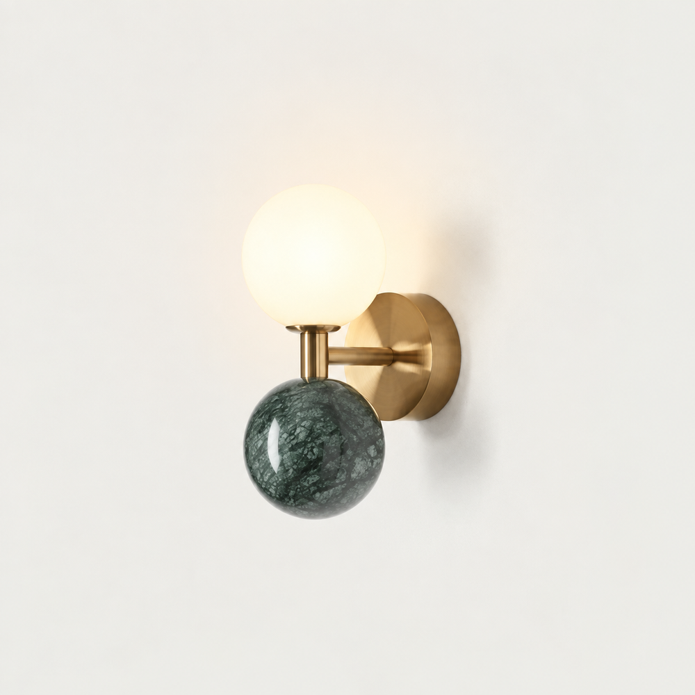 Aurastone Marble Wall Light – Luxury Nordic LED Wall Lamp | Contemporary Ambient Lighting for Elegant Interiors — light on, digitally edited atmosphere preview
