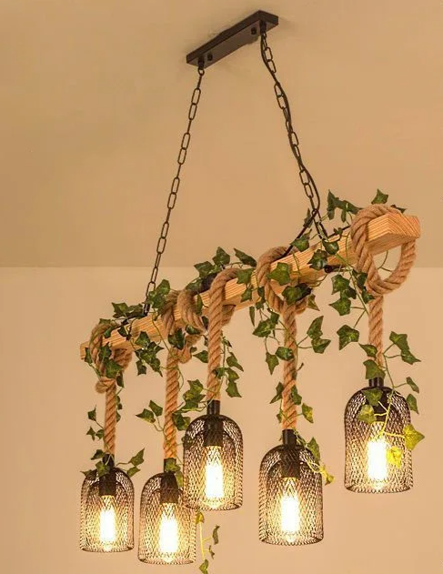 Vintage Farmhouse Chandelier – Five-Light Industrial Pendant | Rustic Café & Restaurant Lighting | Americana-Inspired Statement Piece