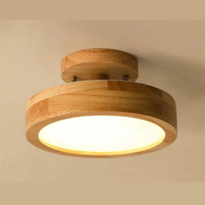 Runde Deckenlampe aus Holz-Leuchtezauber