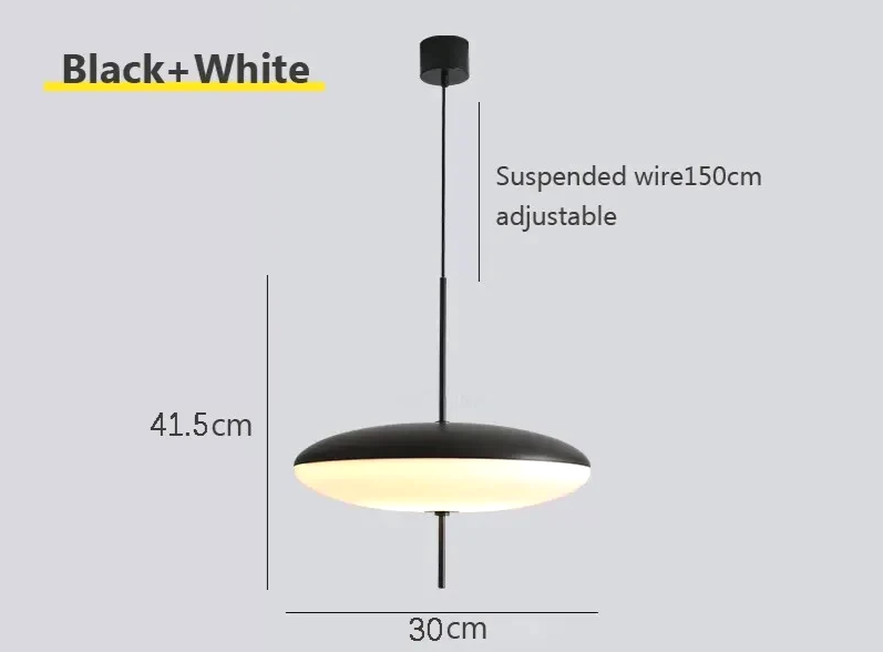 Modern UFO Pendant Light – Minimalist LED Hanging Lamp in Black or White for Living Rooms, Bedrooms, Restaurants & Offices