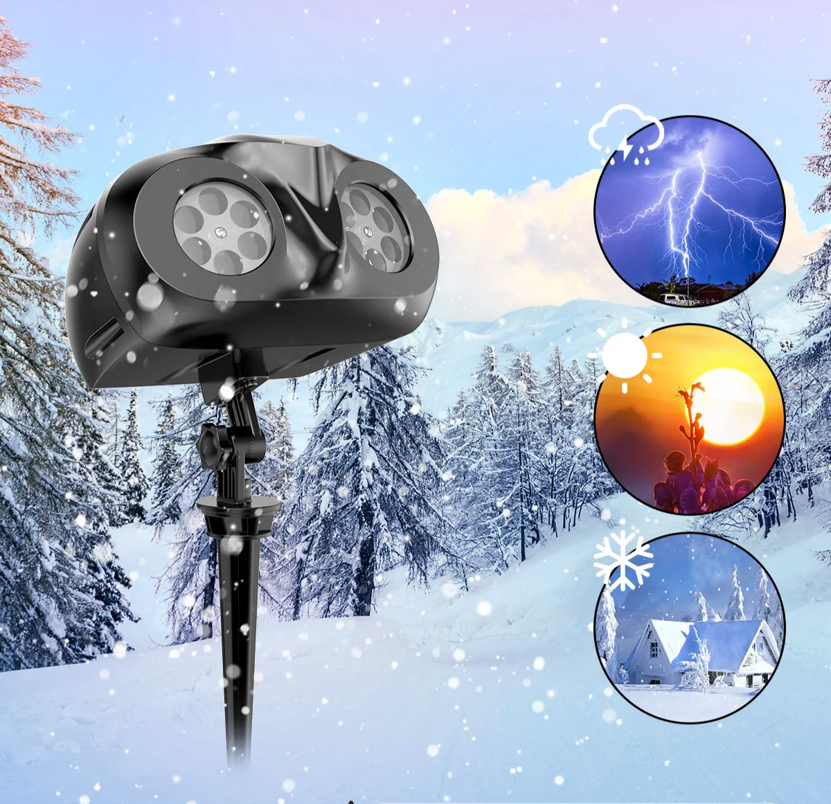 SNOWGLOW LED Snowfall Projector – Dual Head Outdoor Light Projector | Waterproof Christmas Snow Effect with Remote Control