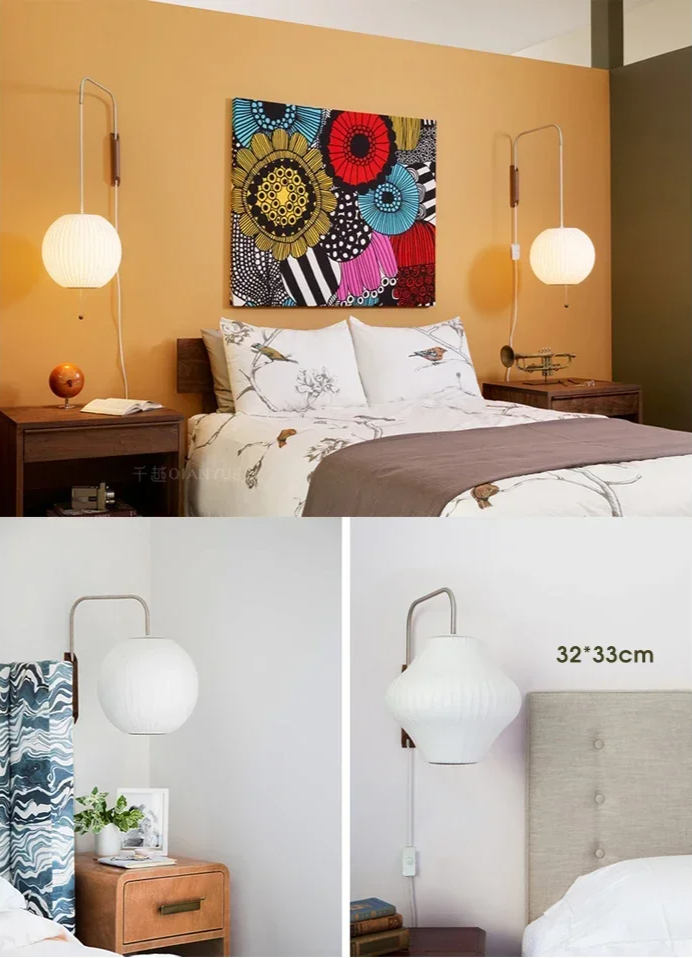 Japandi Silk Wall Light – Handwoven Fabric & Wood Wall Lamp | Soft Ambient Lighting | Contemporary Japanese-Inspired Design