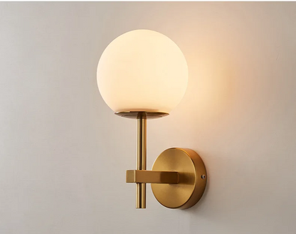 AuroraSphere Wall Light – Nordic Glass Globe LED Wall Lamp | Modern Ambient Lighting for Bedrooms & Bathrooms