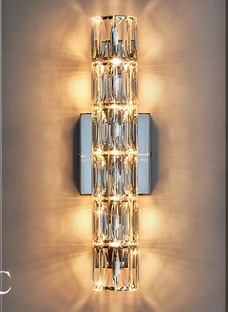 Crystal Luxe LED Wall Light – Stainless Steel Wall Lamp with Clear Glass Shade | Contemporary Ambient Lighting | Elegant Interior Feature