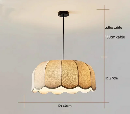 Hoshira Linen Pendant Light – Japandi Wabi-Sabi Ceiling Lamp | Soft Ambient LED Lighting for Modern Interiors