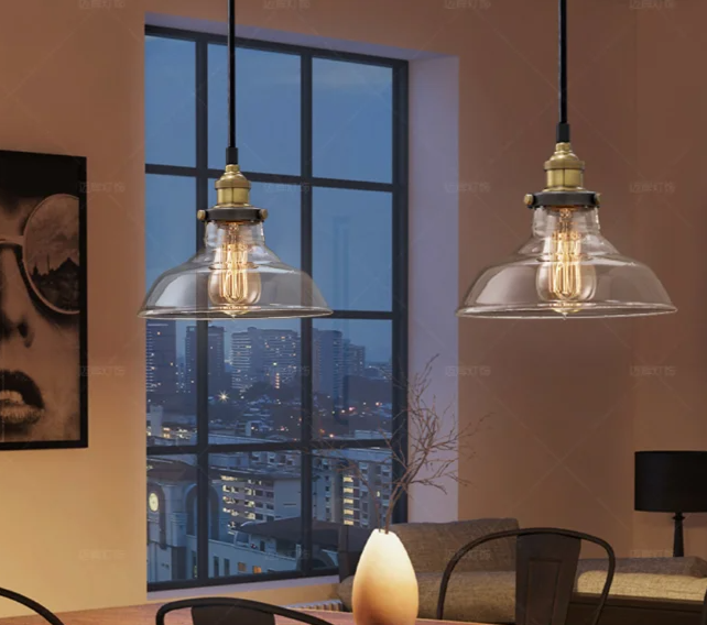 Scandinavian Glass Pendant Light – Vintage Loft E27 Ceiling Lamp | Elegant Ambient Lighting | Contemporary Nordic Interior Feature