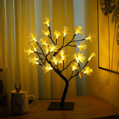 Weiß Birke Fiberglas Blume Baum Licht-Leuchtezauber