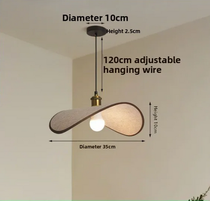 Wabi-Sabi Pendant Light with Fabric Shade – Japandi Retro Ceiling Lamp | Warm Ambient Interior Lighting