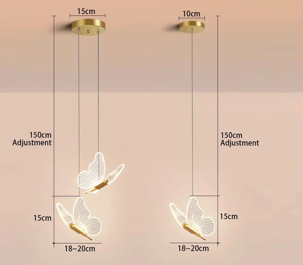 AuréaButterfly Modern LED Butterfly Pendant Lamp – Luxury Gold Ceiling Light for Elegant Interiors