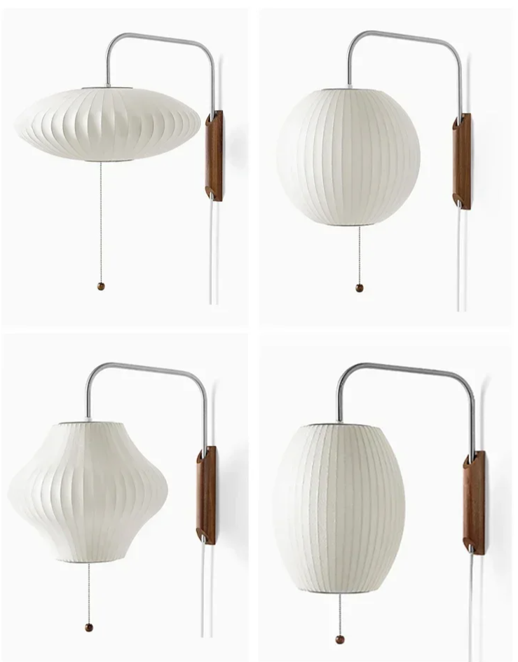 Japandi Silk Wall Light – Handwoven Fabric & Wood Wall Lamp | Soft Ambient Lighting | Contemporary Japanese-Inspired Design