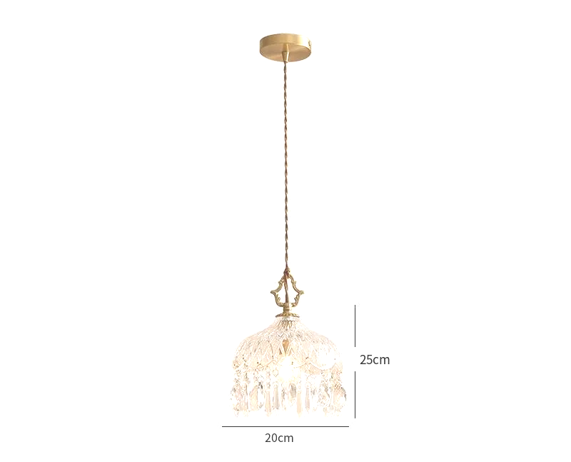French Crystal Glass Pendant Light – Luxury Gold LED Chandelier | Elegant Ambient Lighting | Vintage-Inspired Statement Piece