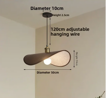 Wabi-Sabi Pendant Light with Fabric Shade – Japandi Retro Ceiling Lamp | Warm Ambient Interior Lighting