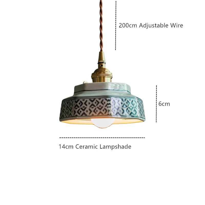 Dark Green Ceramic Pendant Light with Copper Finish – Retro Nordic Ceiling Lamp | Elegant Ambient Lighting