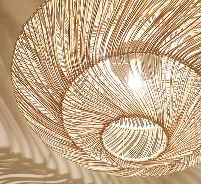 AetherRattan Pendant Light – Wabi-Sabi Rattan Ceiling Lamp | Japanese Nordic UFO Lighting for Elegant Interiors