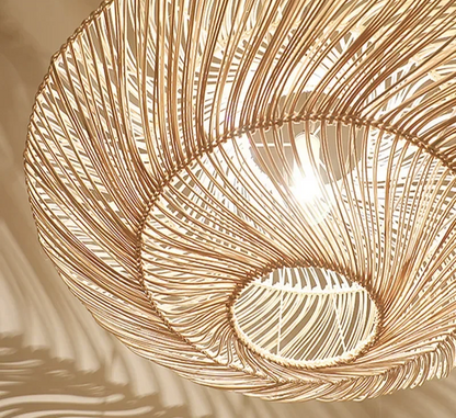 AetherRattan Pendant Light – Wabi-Sabi Rattan Ceiling Lamp | Japanese Nordic UFO Lighting for Elegant Interiors