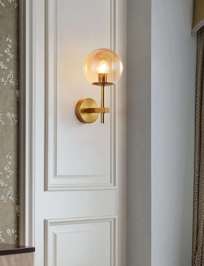 AuroraSphere Wall Light – Nordic Glass Globe LED Wall Lamp | Modern Ambient Lighting for Bedrooms & Bathrooms