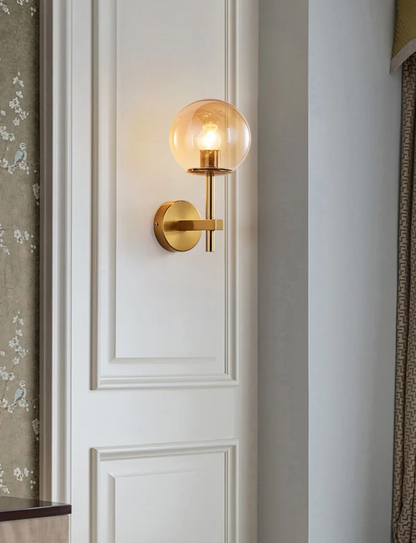 AuroraSphere Wall Light – Nordic Glass Globe LED Wall Lamp | Modern Ambient Lighting for Bedrooms & Bathrooms