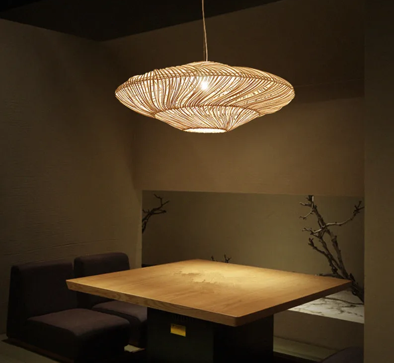 AetherRattan Pendant Light – Wabi-Sabi Rattan Ceiling Lamp | Japanese Nordic UFO Lighting for Elegant Interiors
