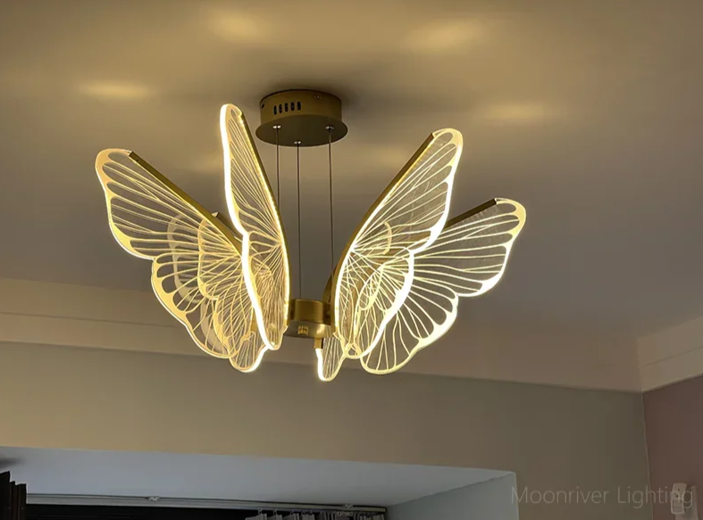 Butterfly Glow LED Pendant Light – Dimmable Designer Ceiling Light | Remote-Controlled Ambient Lighting | Contemporary Luxury Interior Feature