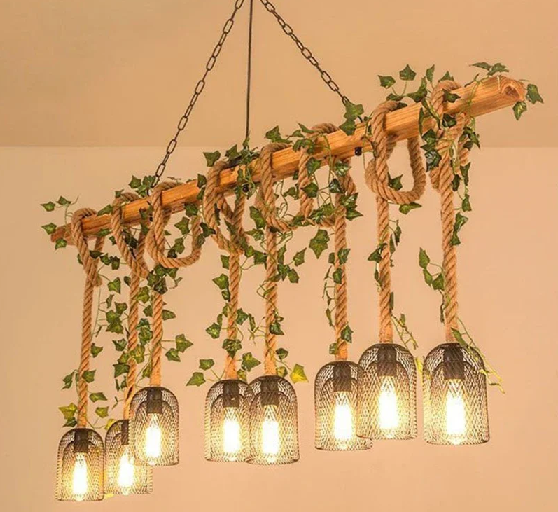 Vintage Farmhouse Chandelier – Five-Light Industrial Pendant | Rustic Café & Restaurant Lighting | Americana-Inspired Statement Piece