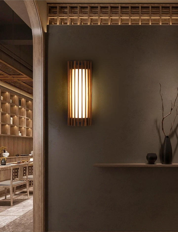 Kiyora Walnut Wall Light – Japanese Wabi-Sabi LED Wall Lamp | Warm Ambient Lighting for Modern Interiors
