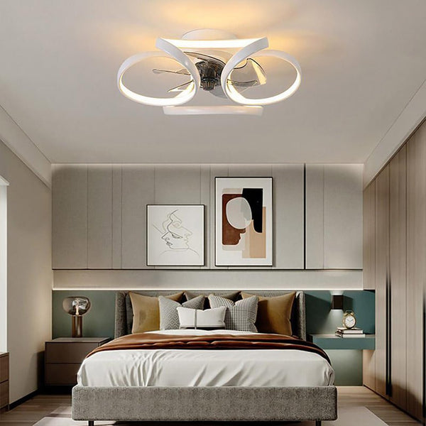 Moderner LED-Deckenventilator „Flower“ mit Fernbedienung und Deckenleuchte-Leuchtezauber