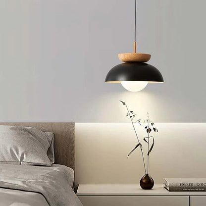 Minimalistische skandinavische Hängelampe aus Halbholz-Leuchtezauber