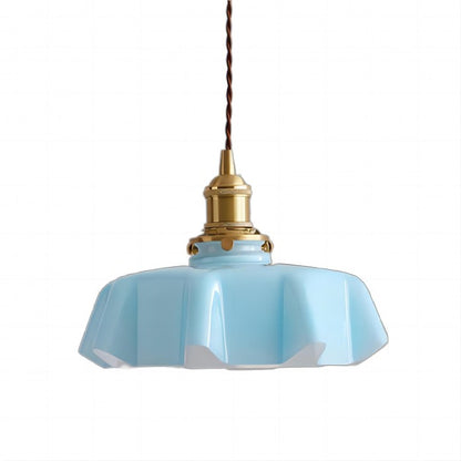 Hängelampe im Retro-Stil, Glasblume, cremefarben-Leuchtezauber