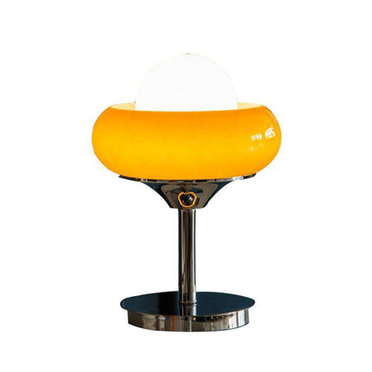 Vintage Bauhaus Gelbe Glas-Tischlampe-Leuchtezauber