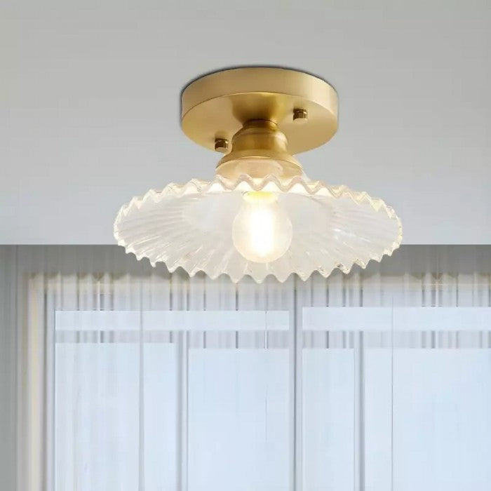 Gerippte Vintage-Deckenlampe aus klarem Glas-Leuchtezauber